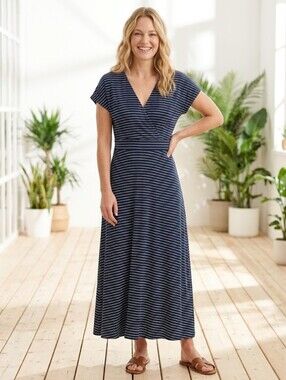 Esprit Striped Maxi Dress Nautical New England Summer Fisherman